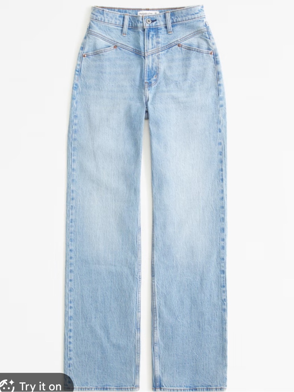 A&F The 90s Straight Ultra High Rise Western Medium Wash Jeans with V-Seams 36